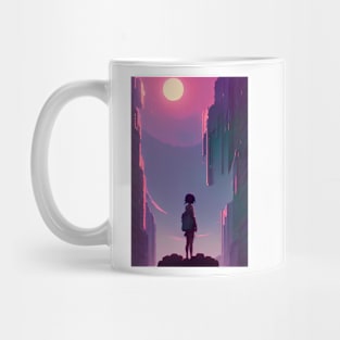 Anime Girl in Magical Streets Sun Lofi Scenario Landscape Mug